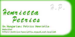 henrietta petrics business card
